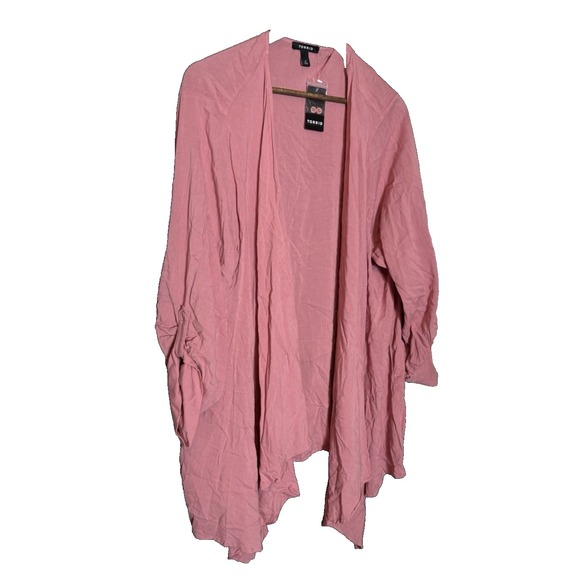 NEW Torrid Womens 3X (22-24) Dusty Pink Lenny Drape Kimono Roll Tab Sleeves Boho - Picture 1 of 7